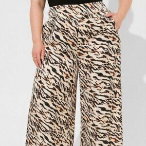 Wide leg high-rise pull on pants